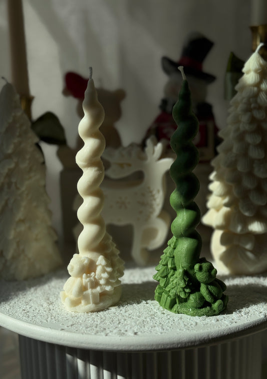 Christmas Spiral Bear Candle