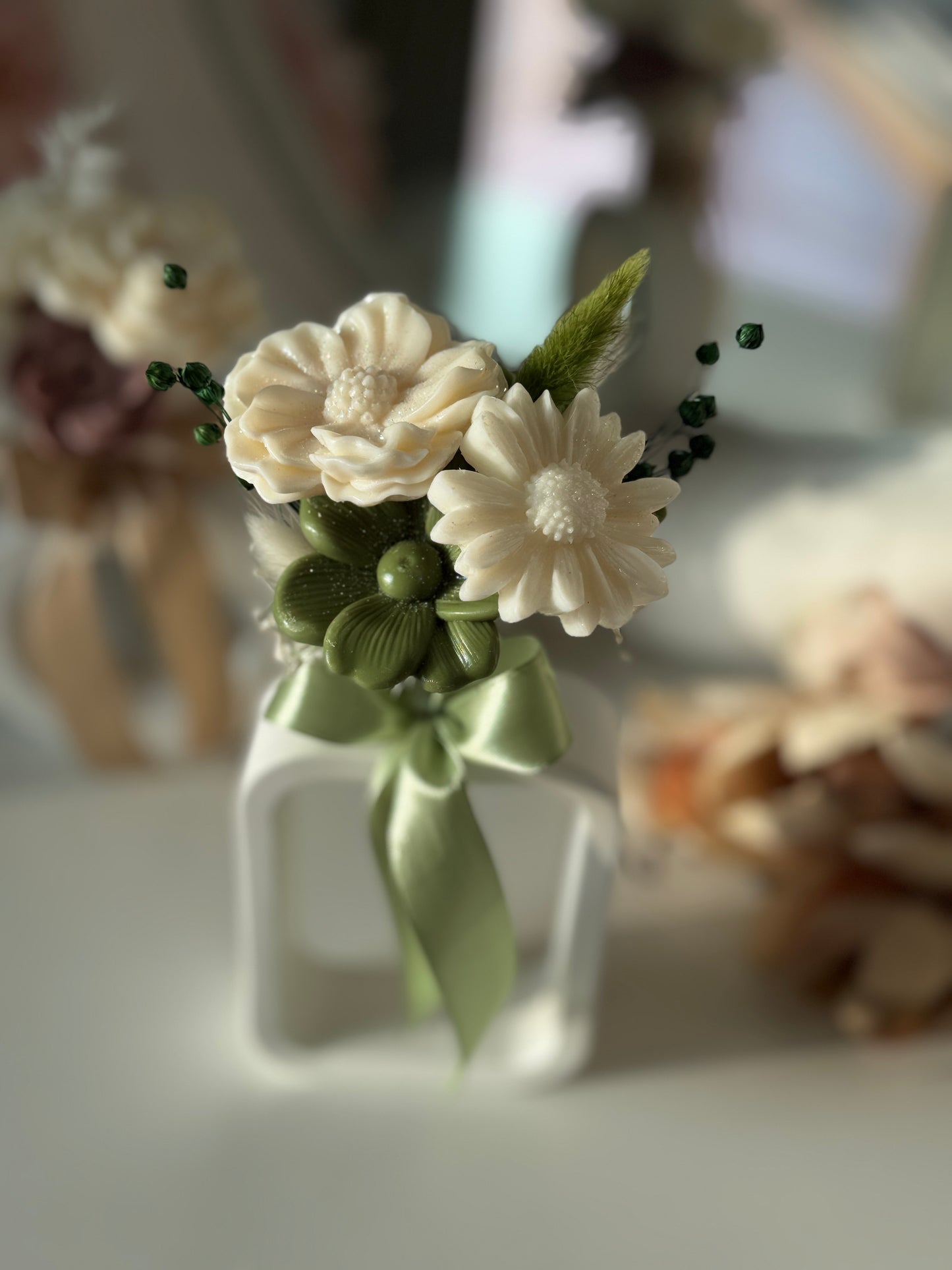 Luna Bloom Collection | Handmade Floral Wax Vase Arrangement