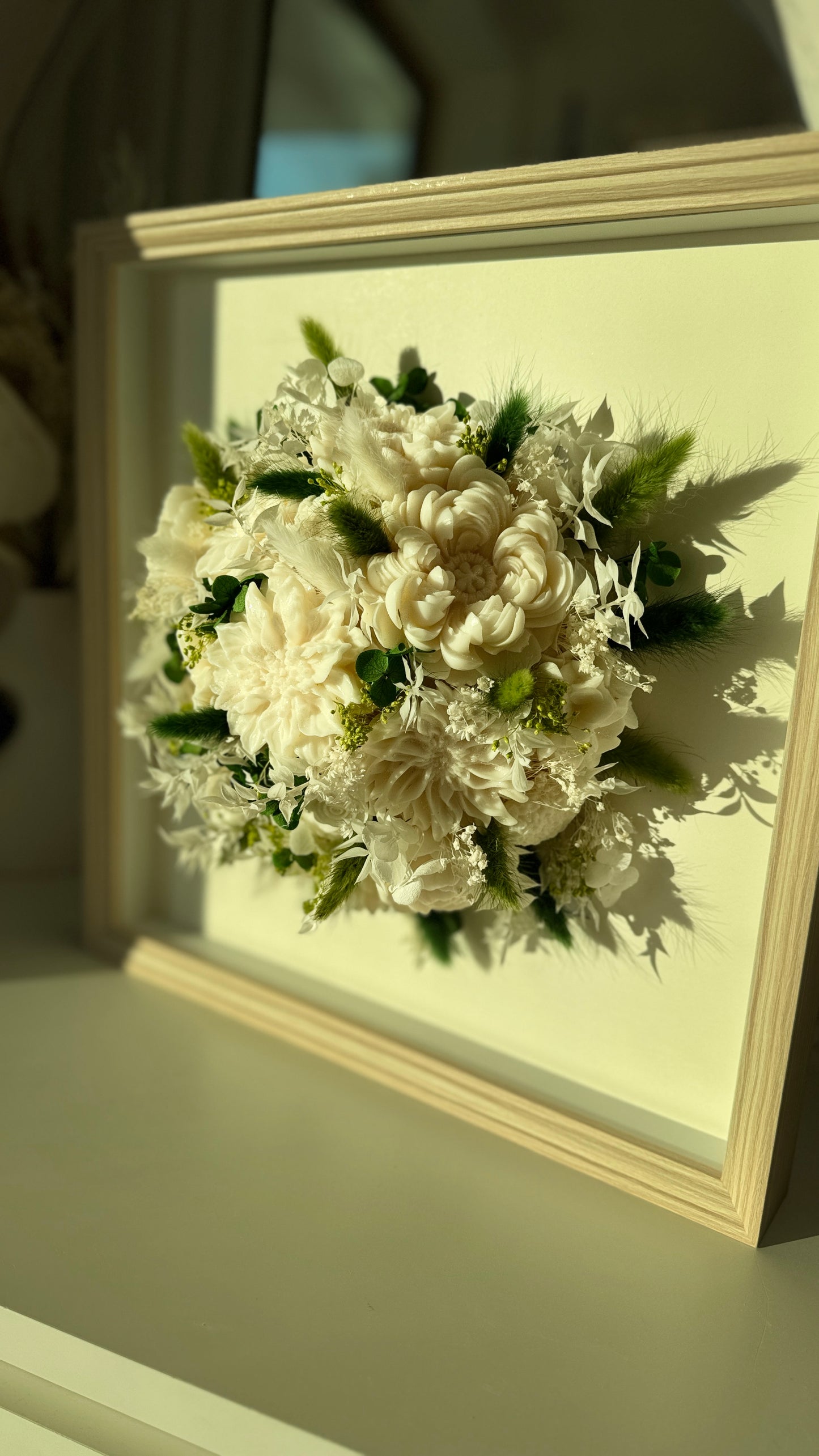 Handmade Wax Flower Frame | Floral Wall Art