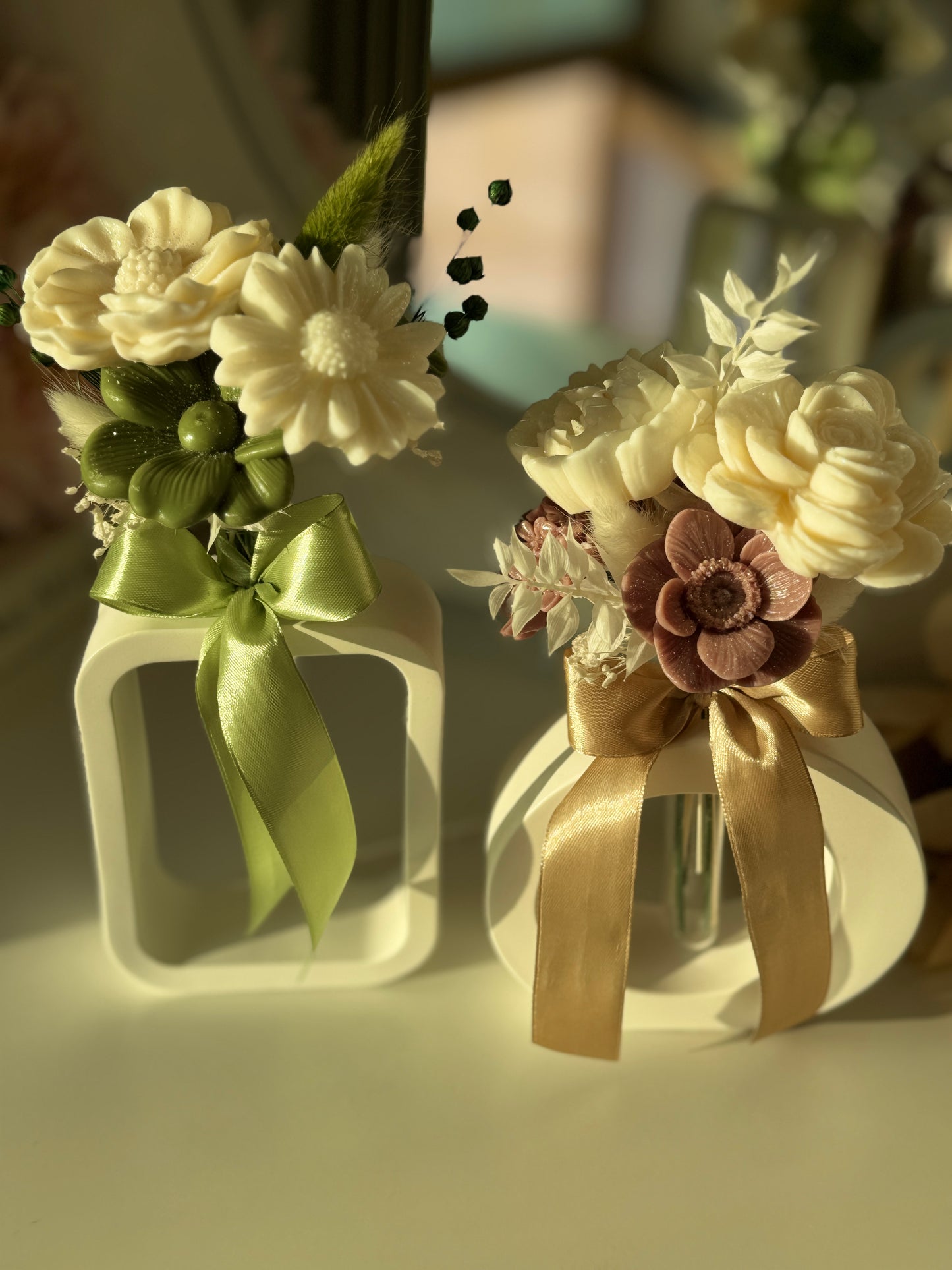 Luna Bloom Collection | Handmade Floral Wax Vase Arrangement