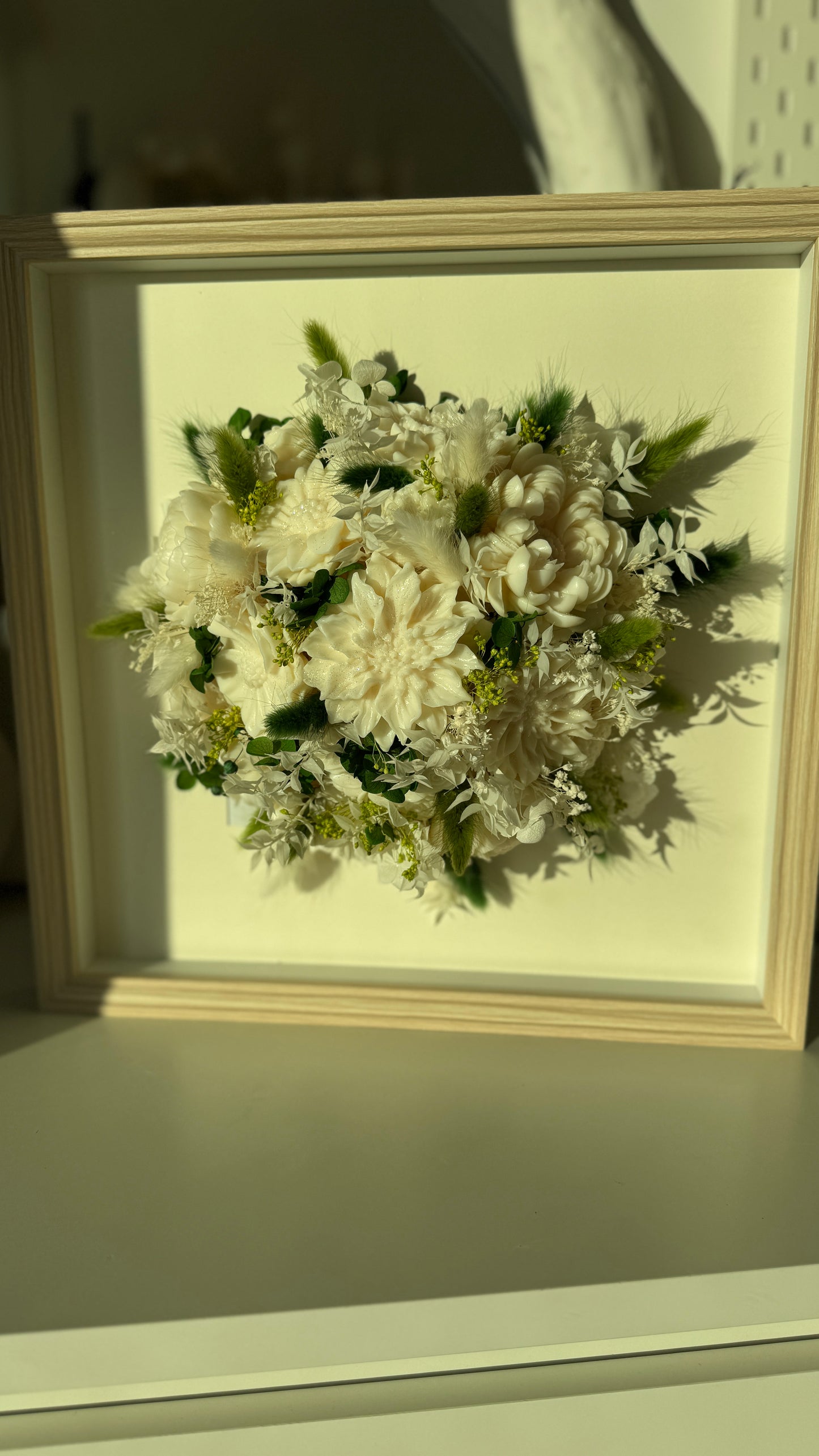 Handmade Wax Flower Frame | Floral Wall Art