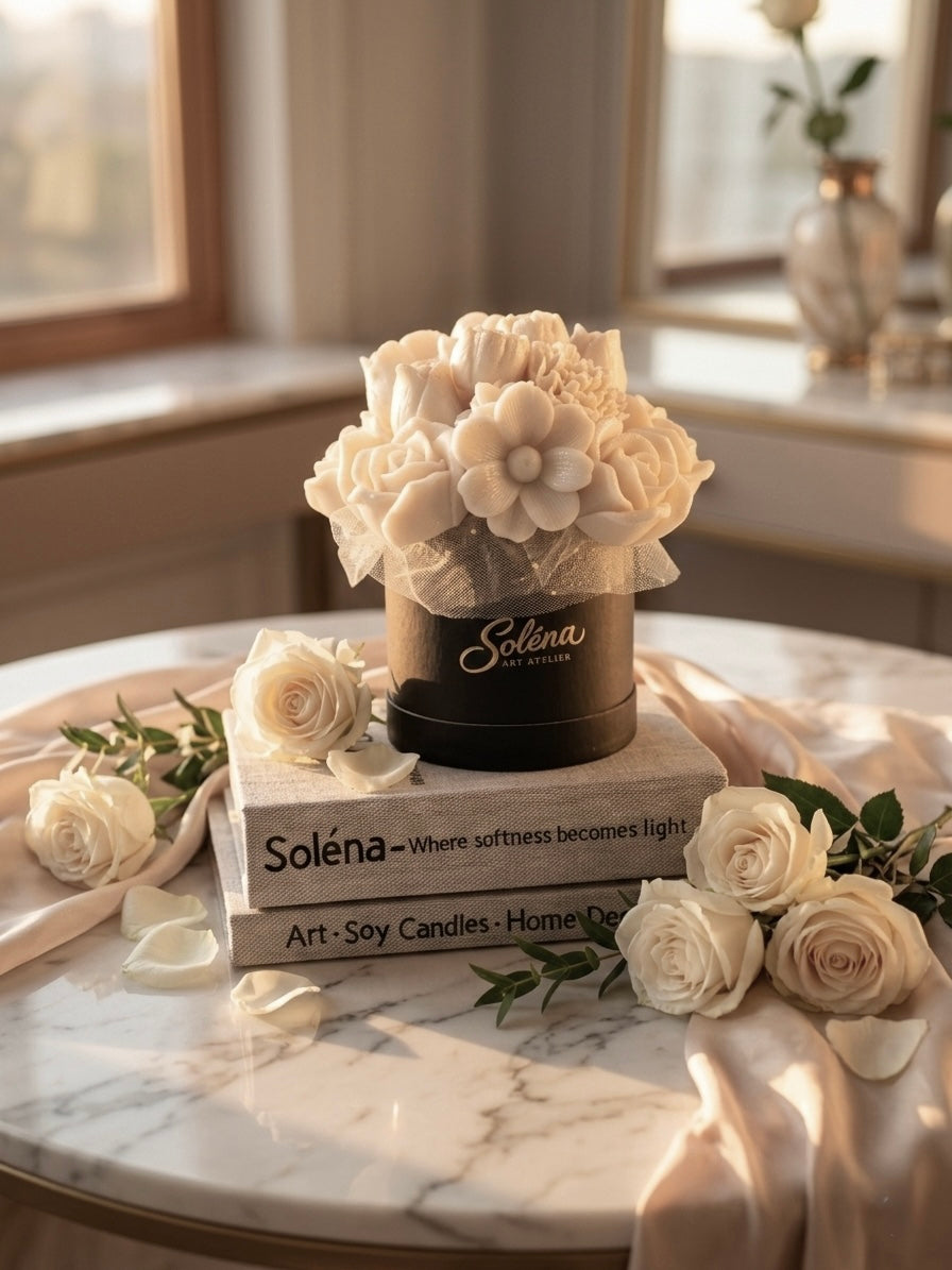 Lumière Bloom | Luxury Wax Flower Bouquet Candle in Gift Box