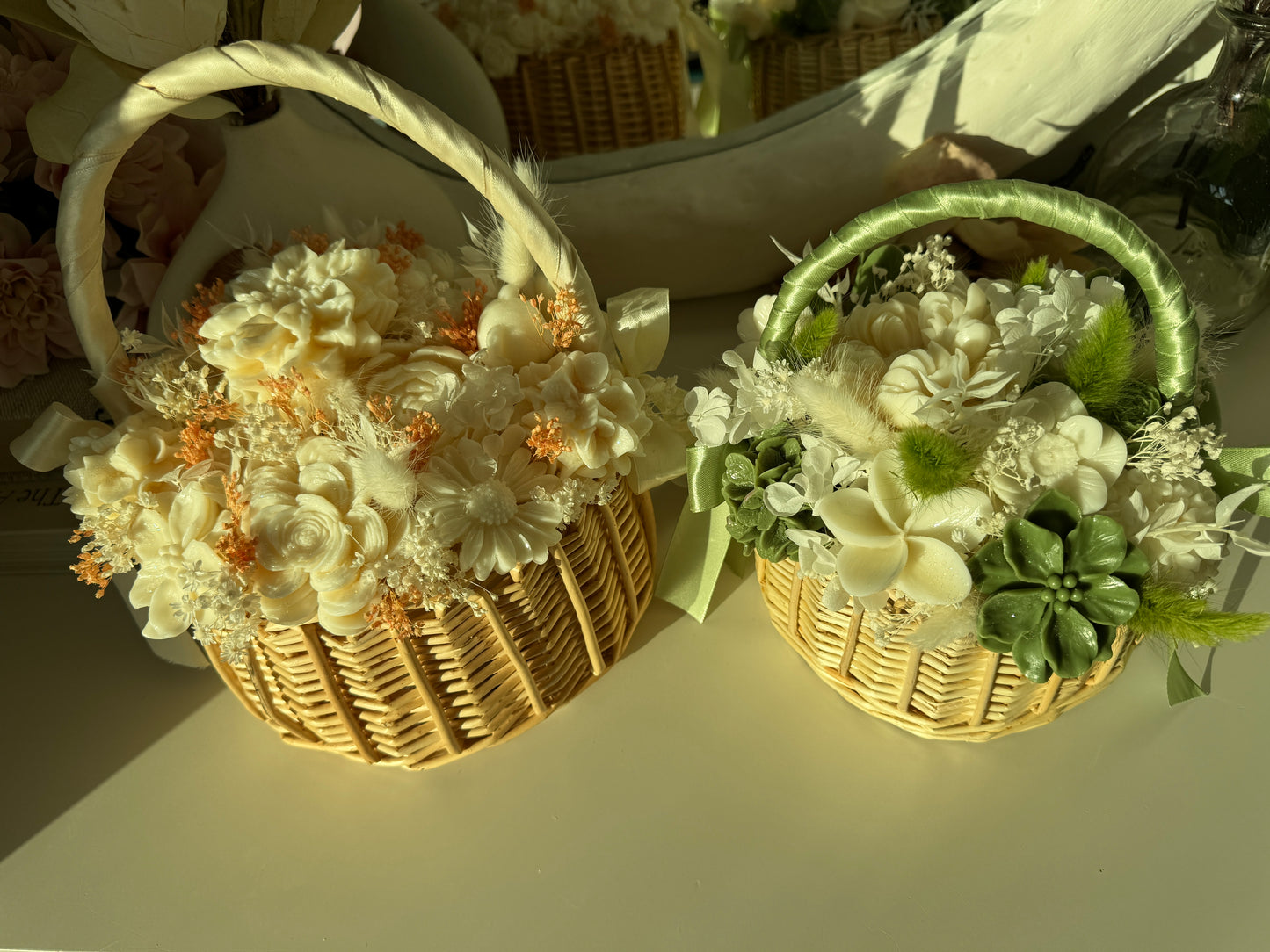 Fleur Basket Collection | Handmade Floral Candle Basket