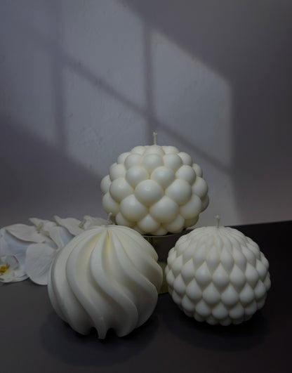 Sculptural Ball & Wave Candles