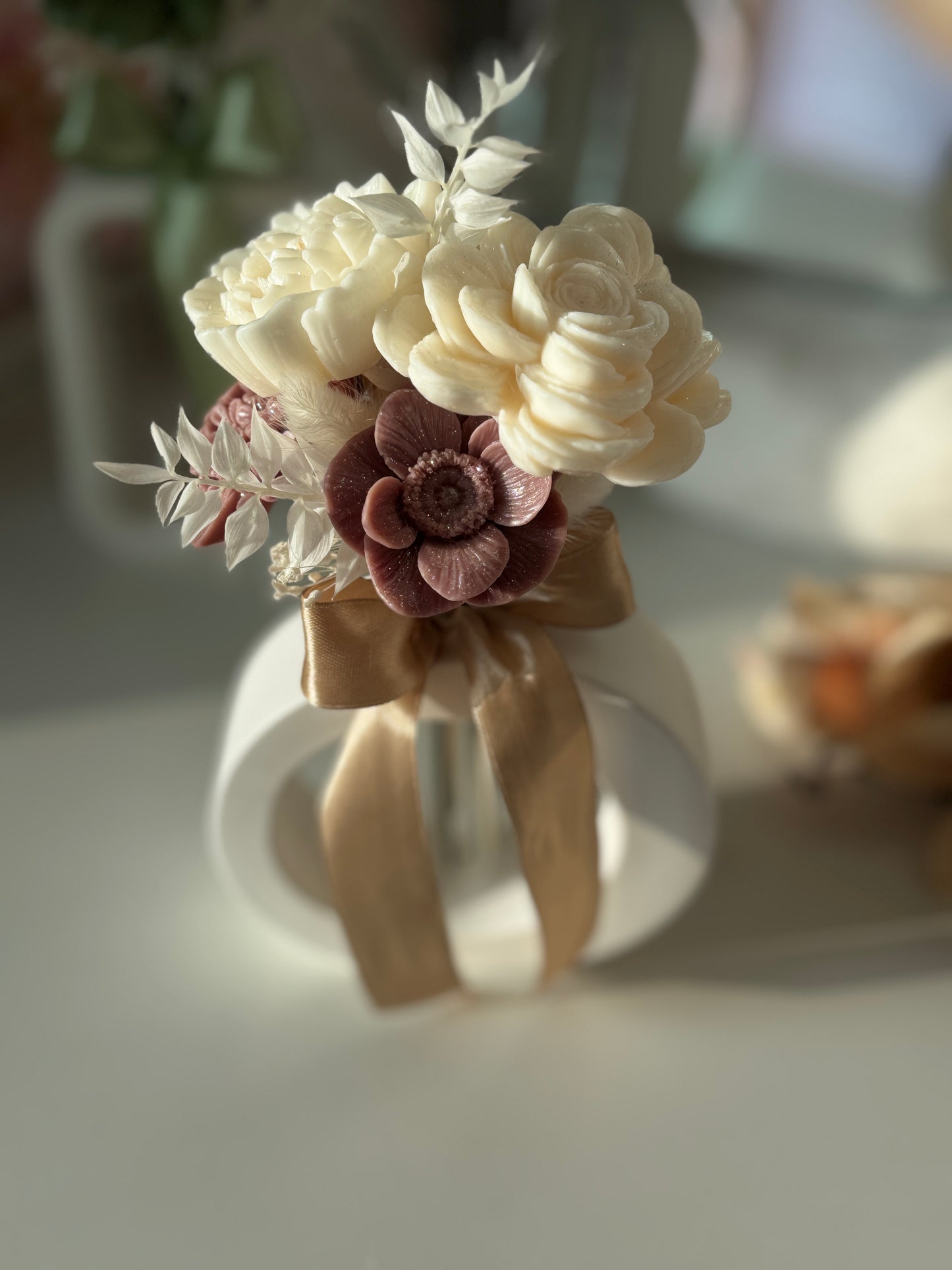 Luna Bloom Collection | Handmade Floral Wax Vase Arrangement
