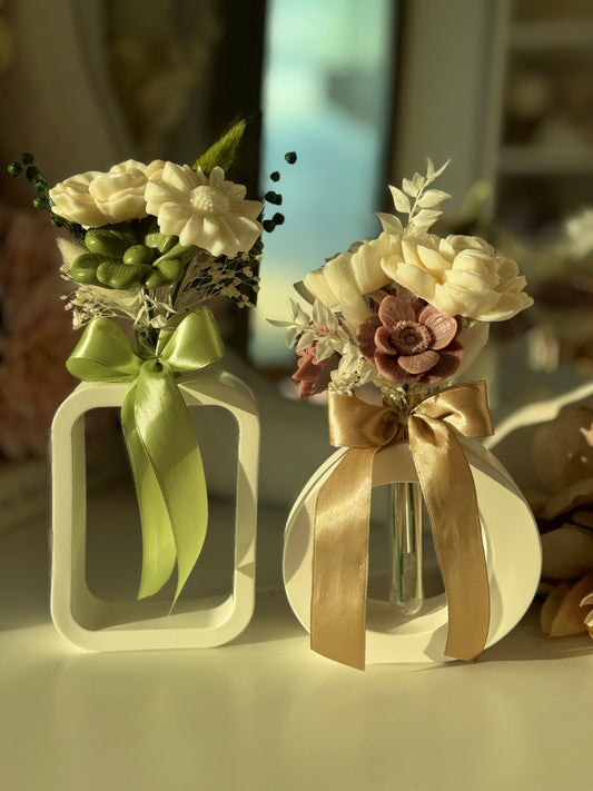 Luna Bloom Collection | Handmade Floral Wax Vase Arrangement